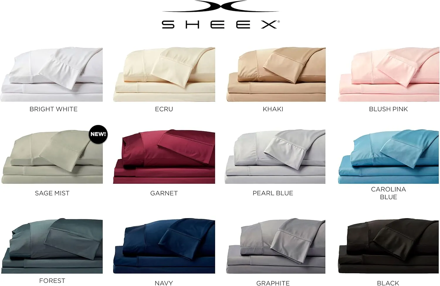SHEEX Original Performance Sheet Set, Cooling Bed Sheet with 1 Flat Sheet, 2 Fitted Sheet, and 2 King Pillowcases, Split King, Graphite