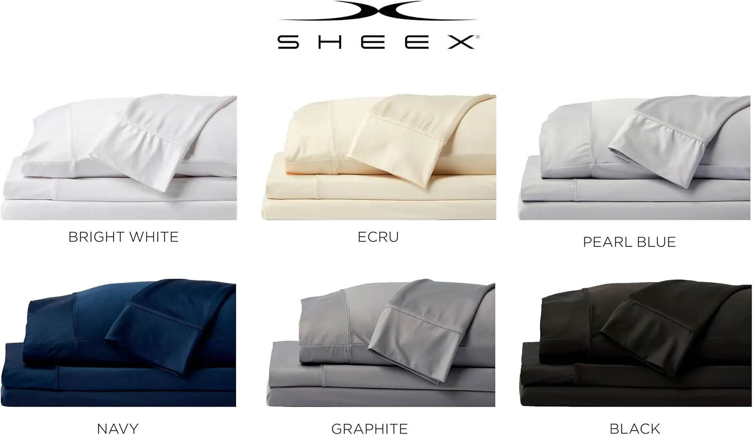 SHEEX Original Performance Sheet Set, Cooling Bed Sheet with 1 Flat Sheet, 2 Fitted Sheet, and 2 King Pillowcases, Split King, Graphite