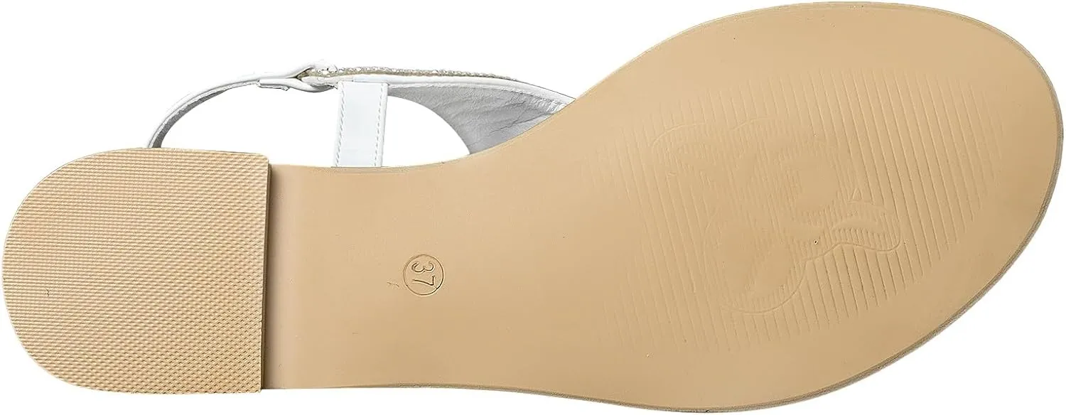 SheSole Women's Silver Thong Sandals Dressy Summer Bling Rhinestone Flat Wedding Shoes
