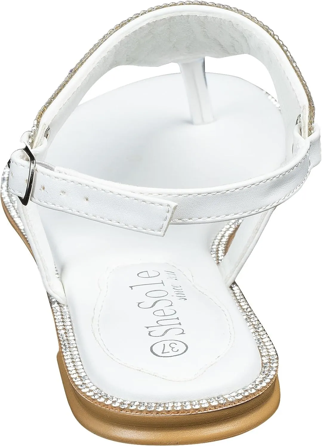 SheSole Women's Silver Thong Sandals Dressy Summer Bling Rhinestone Flat Wedding Shoes