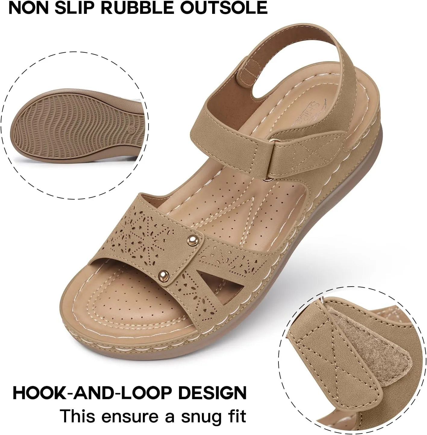 SHIBEVER Flat Sandals for Women Dressy: Comfortable Flats Sandals Women Open Toe Ankle Strap Walking Shoes Summer