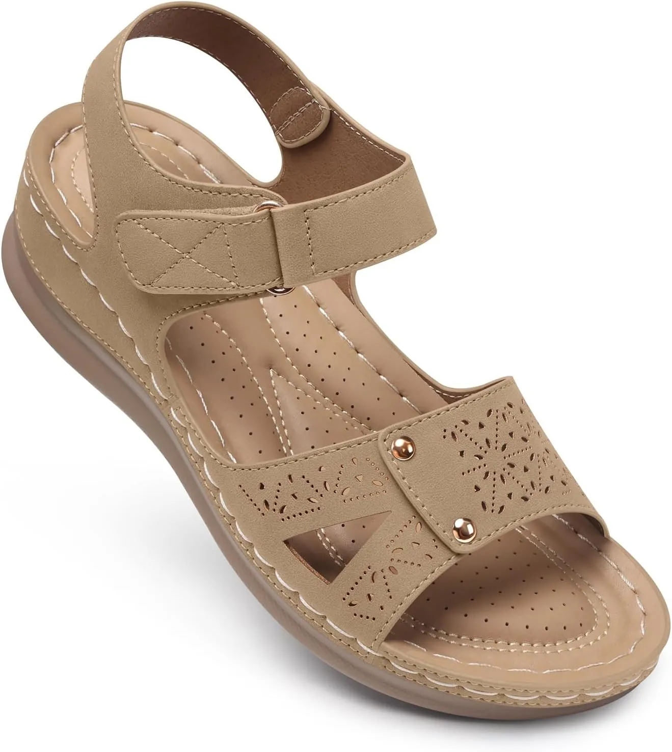 SHIBEVER Flat Sandals for Women Dressy: Comfortable Flats Sandals Women Open Toe Ankle Strap Walking Shoes Summer