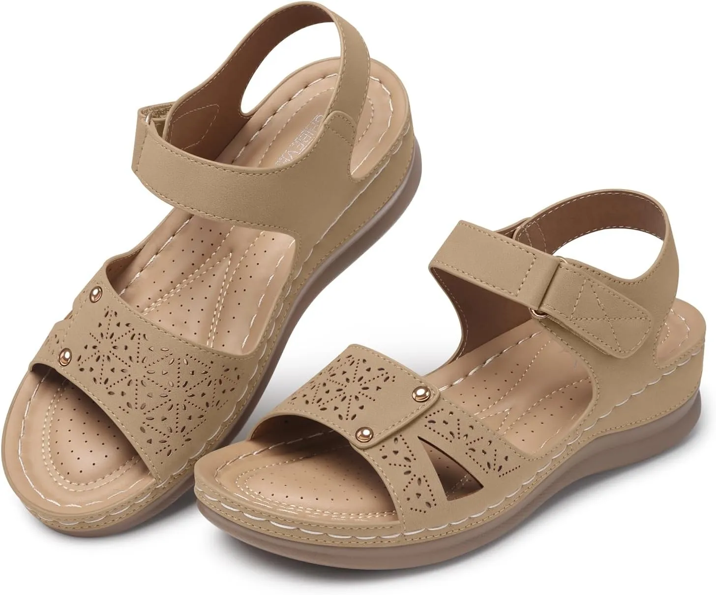 SHIBEVER Flat Sandals for Women Dressy: Comfortable Flats Sandals Women Open Toe Ankle Strap Walking Shoes Summer
