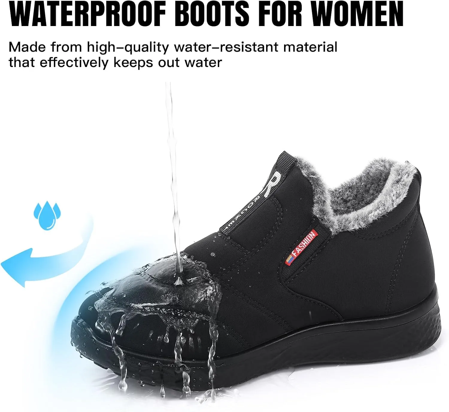 SHIBEVER Womens Winter Snow Boots: Waterproof Insulated Warm Fur Lined Ankle Slip On Walking Comfortable Outdoor Boot