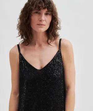 SHINE ON SLIP TOP - PAILLETTEN TOP SCHWARZ