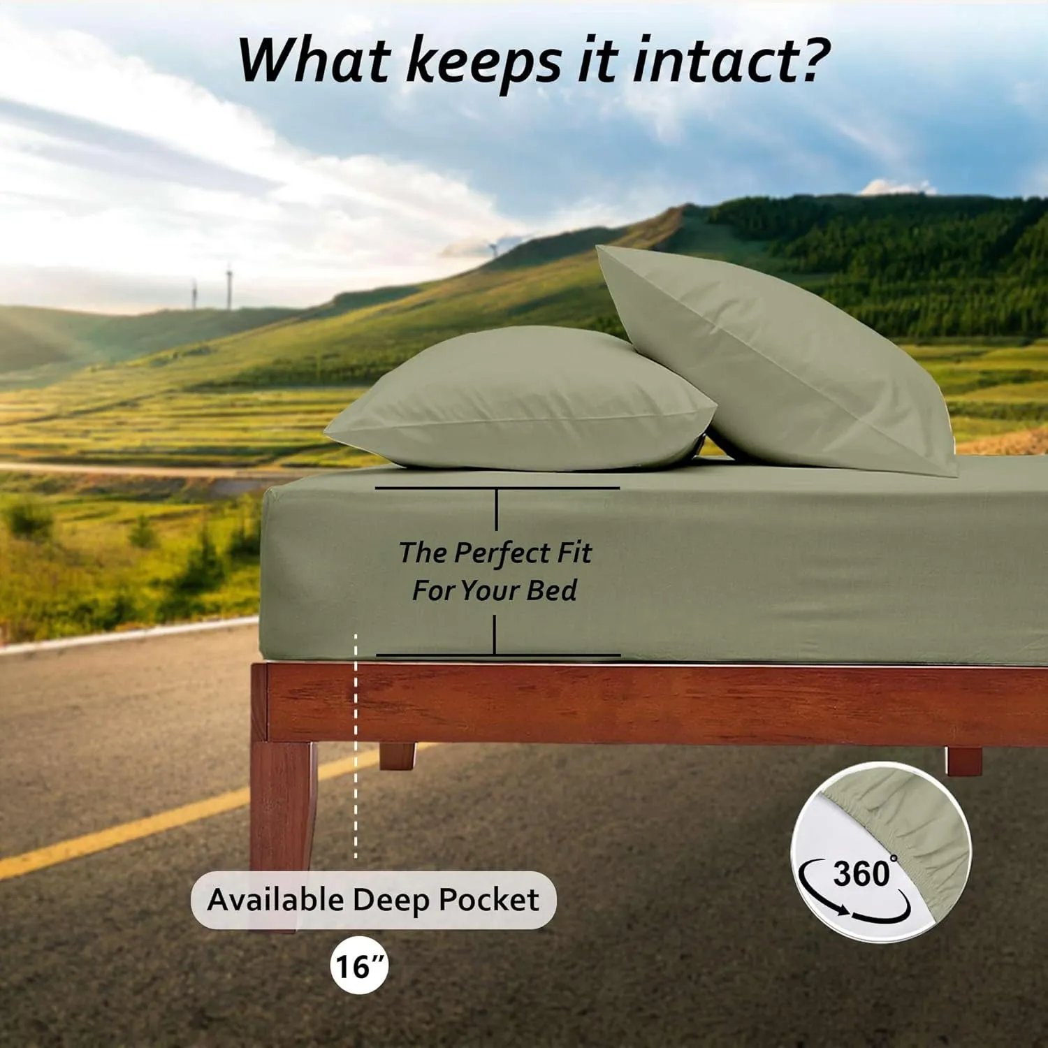 Short Queen RV Camper Sheet Set (60x75) – 100% Egyptian Cotton, Soft & Cooling, 16” Deep Pocket Fitted Sheet, Luxury Hotel Quality Bedding for RVs, Campers & Motorhomes (Sage Solid)