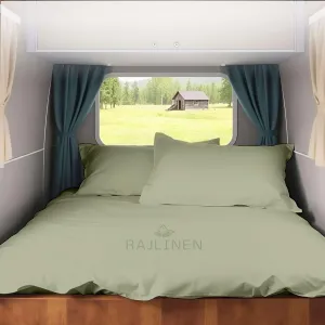Short Queen RV Camper Sheet Set (60x75) – 100% Egyptian Cotton, Soft & Cooling, 16” Deep Pocket Fitted Sheet, Luxury Hotel Quality Bedding for RVs, Campers & Motorhomes (Sage Solid)