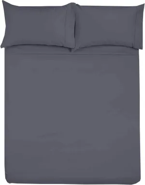 Shreem Linen Microfiber RV Sheet Sets, 48x75 3/4 Full Bunk, Dark Grey Solid - Fits Mattresses up to 8 Inches Deep, 4 Piece RV Bed Sheets for Campers, Motorhomes, and Travel Trailers