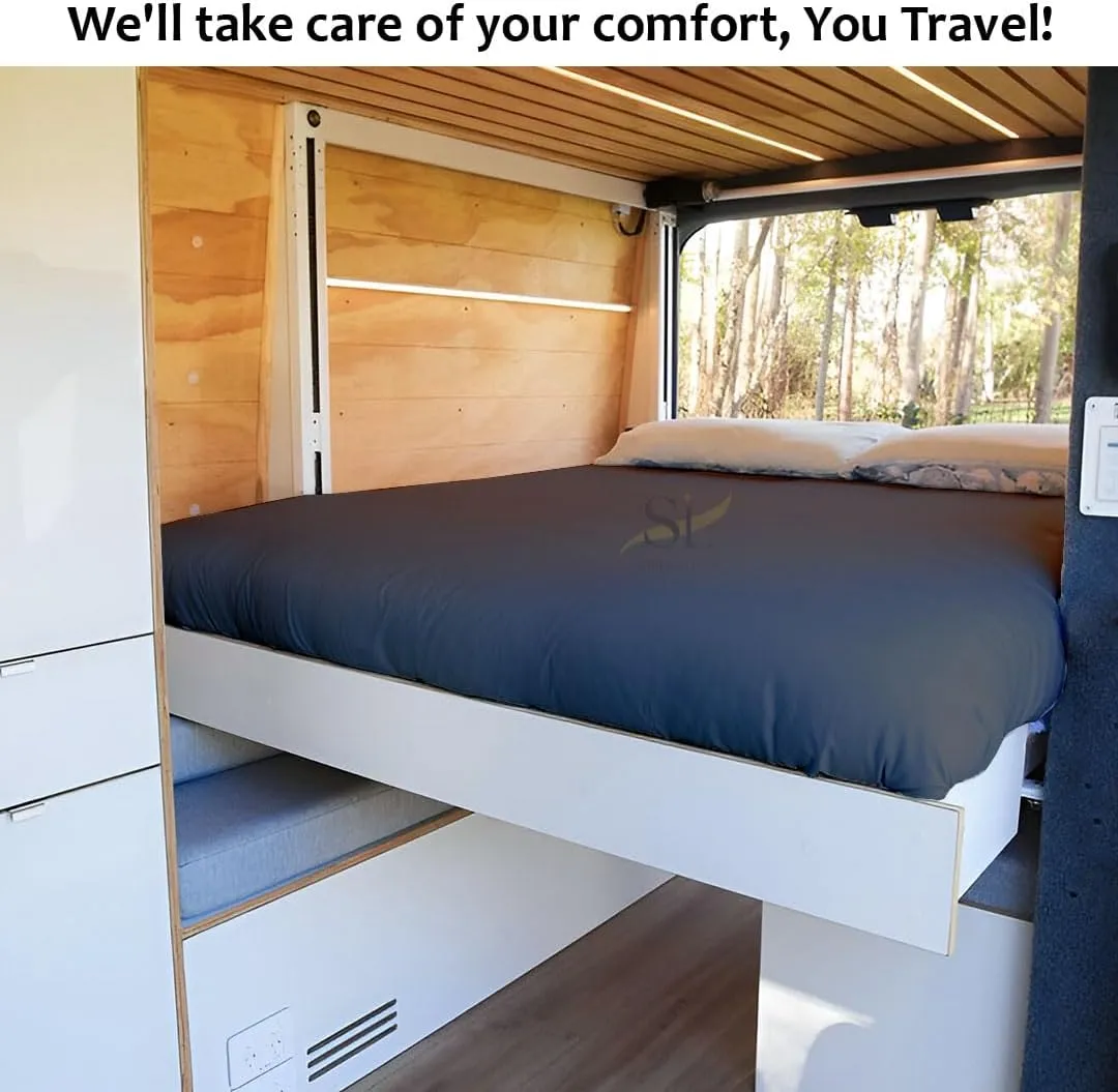 Shreem Linen Microfiber RV Sheet Sets, 48x75 3/4 Full Bunk, Dark Grey Solid - Fits Mattresses up to 8 Inches Deep, 4 Piece RV Bed Sheets for Campers, Motorhomes, and Travel Trailers