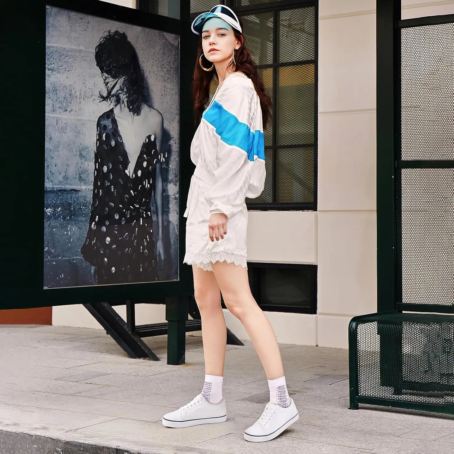 Shupua Women's Canvas Sneakers - White, Casual, Classic, Spring/Summer, Solid, Flat Heel, Athletic Shoes, Skateboarding, Lace-Up, Bow, Rubber Sole, Not Water Resistant, Adult Women's Size