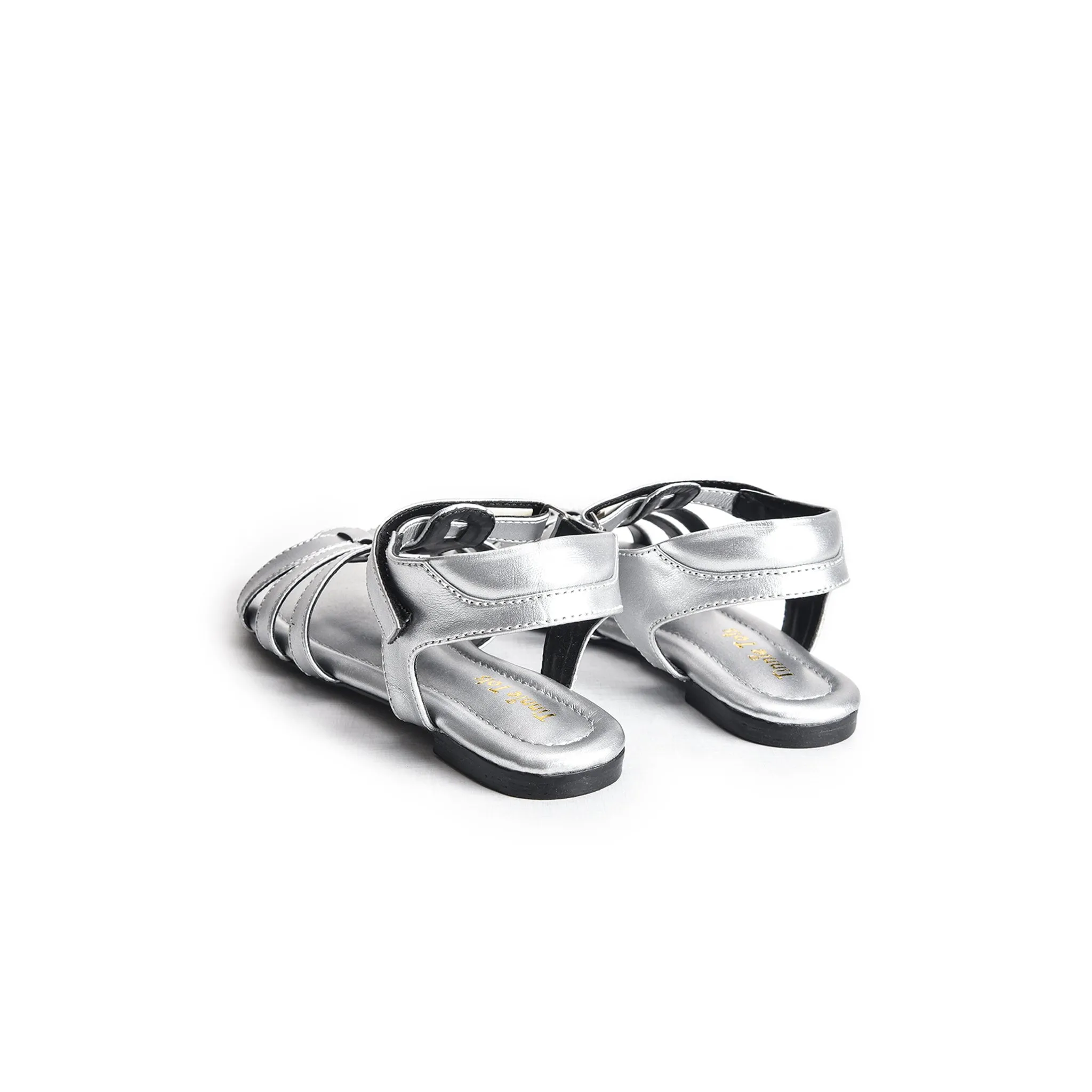 Silver Strappy Flat Sandals