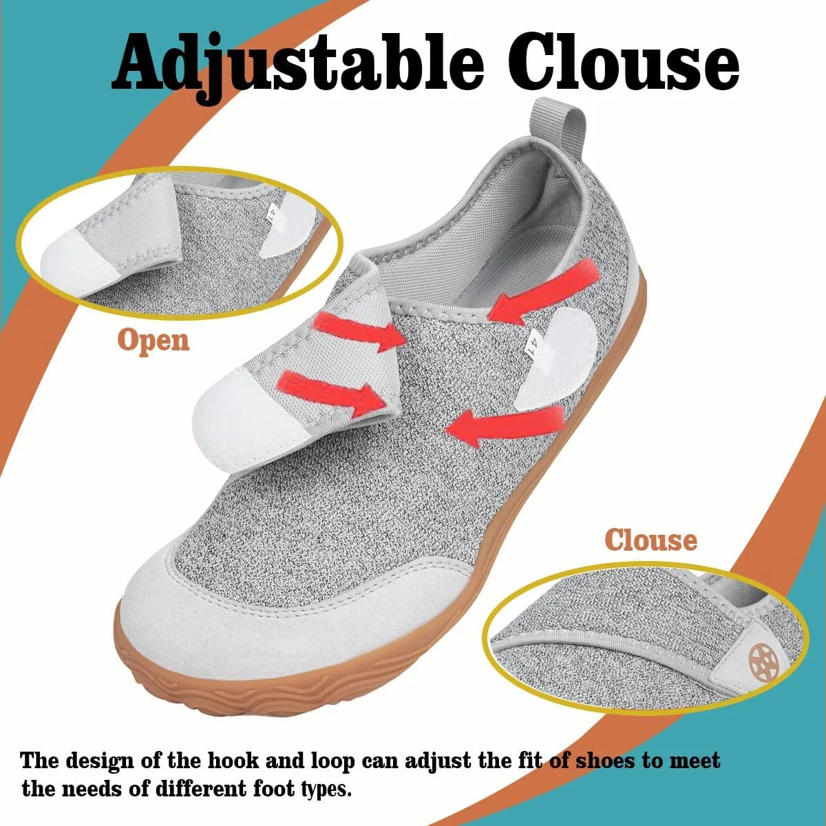 Sisttke Womens Mens Barefoot Slippers Wide Diabetic Shoes with Arch Support Orthopedic Adjustable Walking Slipper Arthritis Edema Swollen House Shoes Indoor Outdoor