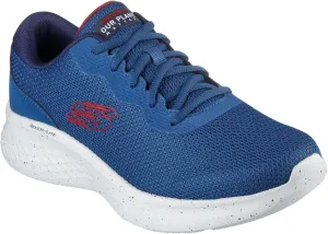 Skechers Men's Memory Foam Sport Walking Shoes, Blue/Red, Comfort Casual (Blue with Red and White Accents, US Footwear Size System, Adult, Men, Numeric, Medium, 9.5)