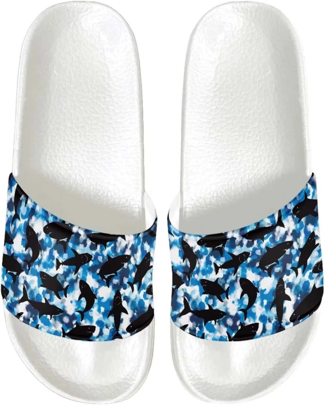 Slide Sandal for Men Boys Lightweight Casual Open Toe Flat Slides Shower Slippers for Home Bathroom Beach Pool