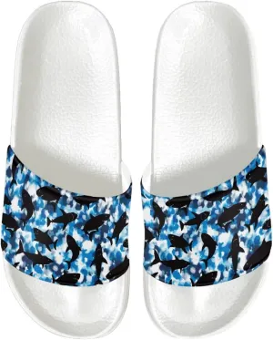 Slide Sandal for Men Boys Lightweight Casual Open Toe Flat Slides Shower Slippers for Home Bathroom Beach Pool
