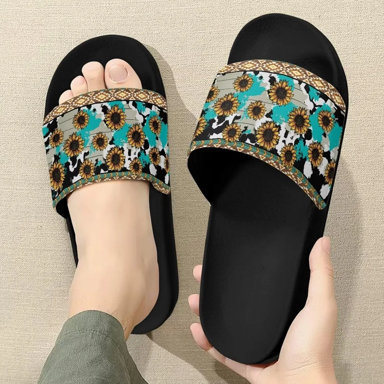 Slides Sandals for Women Slip On Flat Sandals Open Toe Comfort Beach Sandals Slippers