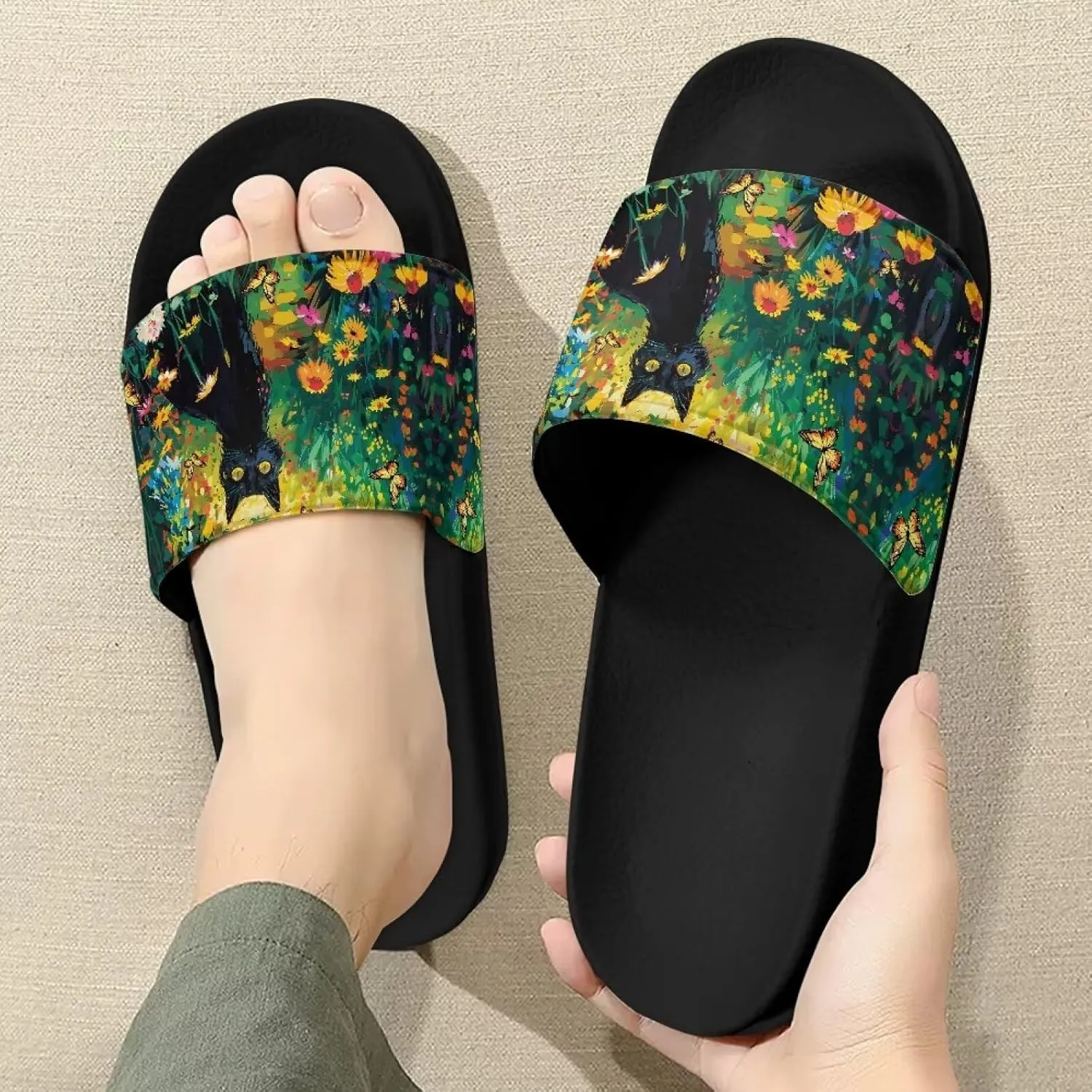 Slides Sandals for Women Slip On Flat Sandals Open Toe Comfort Beach Sandals Slippers
