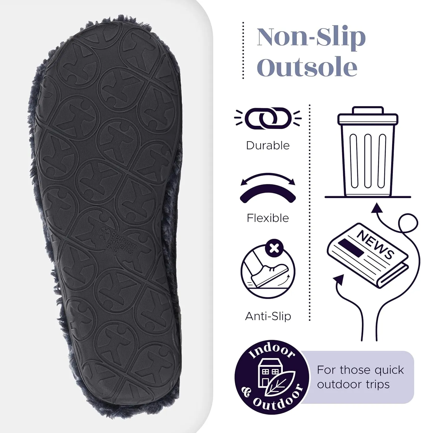 Slipper Boots for Men Indoor Outdoor - Warm Sherpa Memory Foam House Slippers - Non-Slip Outsole, Machine Washable, Zip Up - Washed Black - Mens Slippers - Gosling