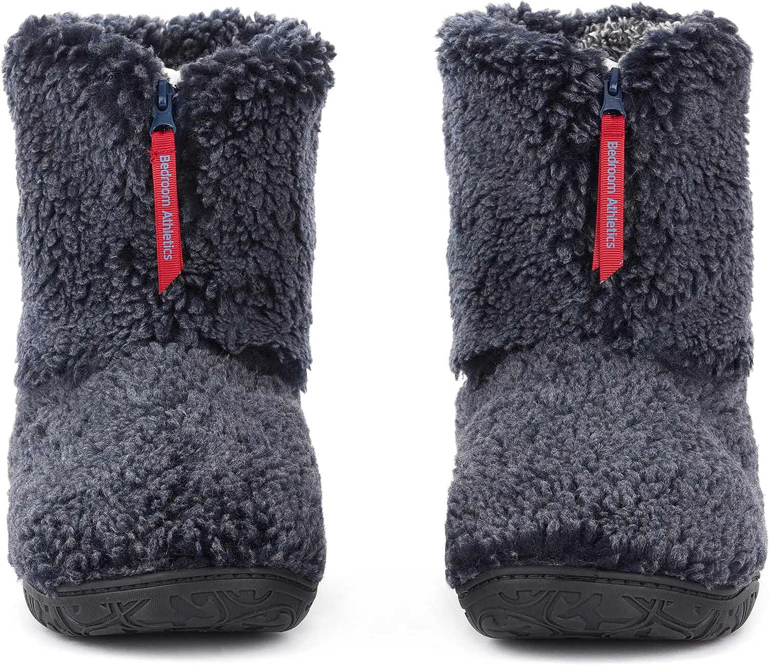 Slipper Boots for Men Indoor Outdoor - Warm Sherpa Memory Foam House Slippers - Non-Slip Outsole, Machine Washable, Zip Up - Washed Black - Mens Slippers - Gosling
