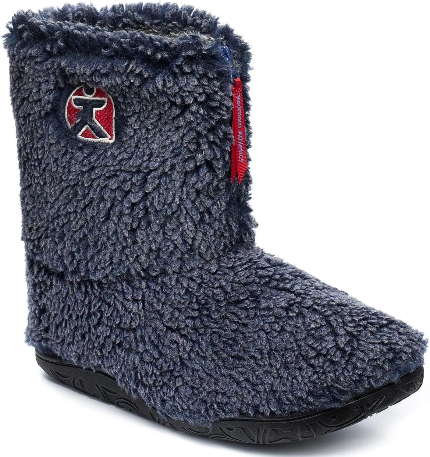 Slipper Boots for Men Indoor Outdoor - Warm Sherpa Memory Foam House Slippers - Non-Slip Outsole, Machine Washable, Zip Up - Washed Black - Mens Slippers - Gosling