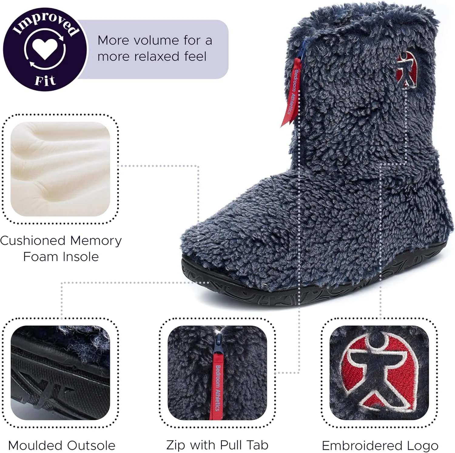 Slipper Boots for Men Indoor Outdoor - Warm Sherpa Memory Foam House Slippers - Non-Slip Outsole, Machine Washable, Zip Up - Washed Black - Mens Slippers - Gosling