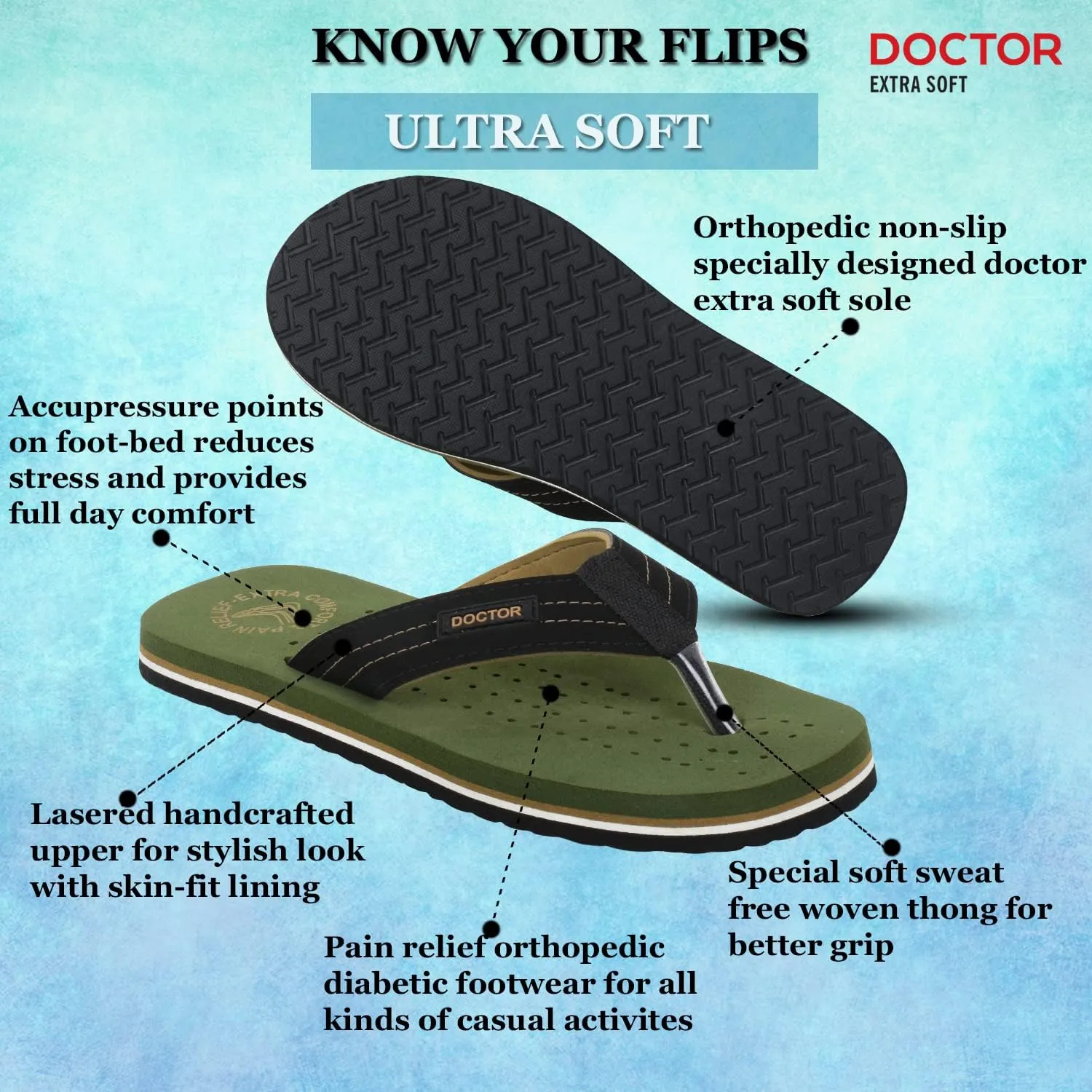 Slipper Care Orthopaedic and Diabetic Comfort Doctor Slipper, Flip-Flop, Cushion, Slides and House Slipper for Men's and boys ULTRA SOFT D-28