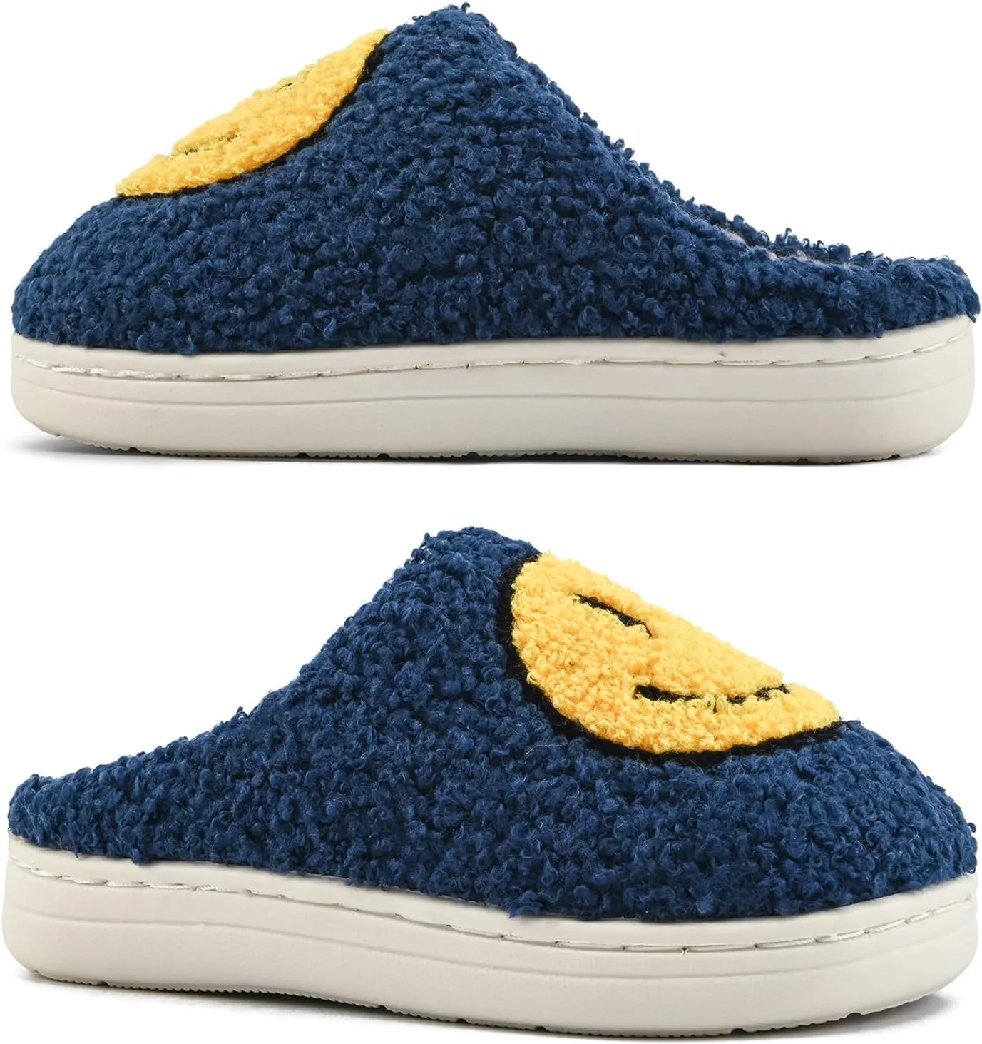 Smile Face Kids Happy Face Soft Plush Warm Slipper Anti-Slip Winter Fluffy House Shoes Soft Memory Foam Comfort Cotton Slippers Indoor and Outdoor