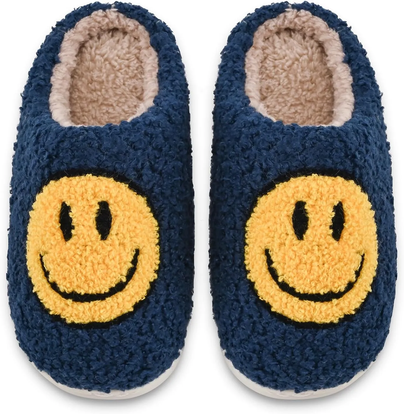 Smile Face Kids Happy Face Soft Plush Warm Slipper Anti-Slip Winter Fluffy House Shoes Soft Memory Foam Comfort Cotton Slippers Indoor and Outdoor