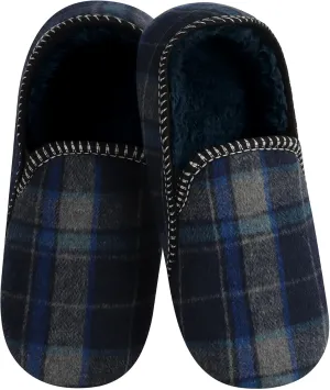 Snoozies Alpine Plaid House Slippers for Men, Non-Skid Soft Sole Slippers for Men with Warm Sherpa Fleece Lining