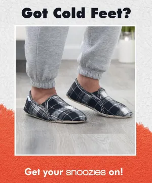 Snoozies Alpine Plaid House Slippers for Men, Non-Skid Soft Sole Slippers for Men with Warm Sherpa Fleece Lining