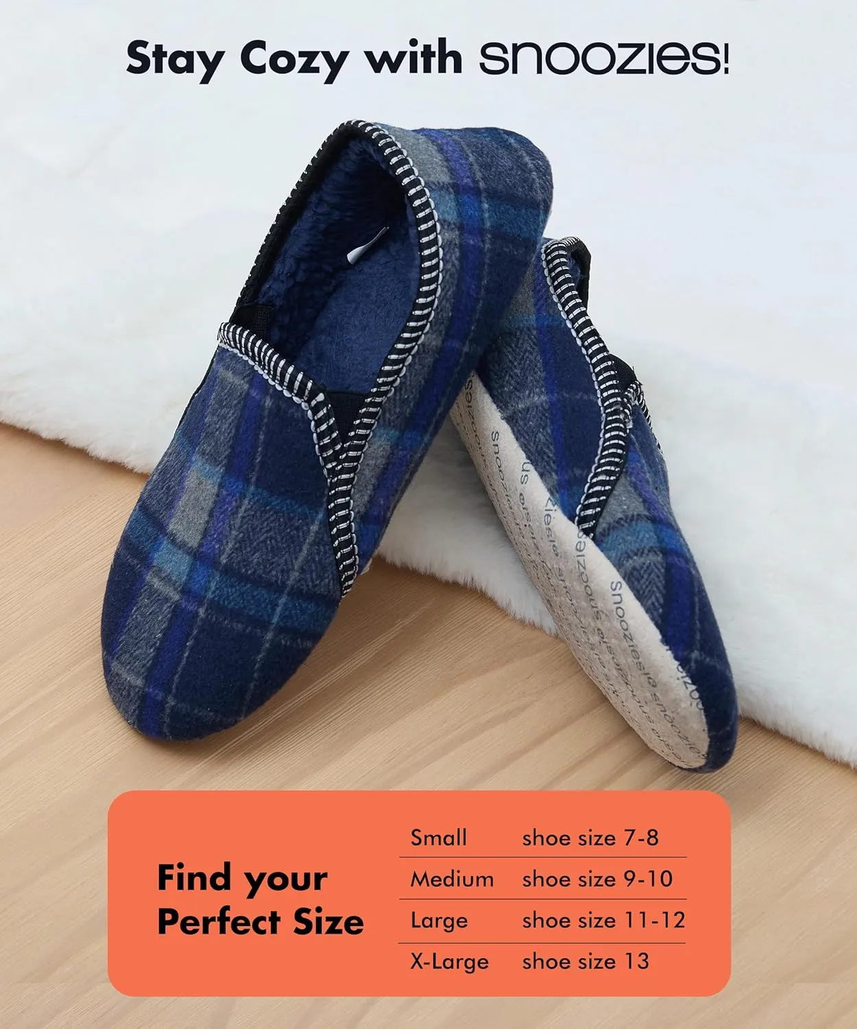 Snoozies Alpine Plaid House Slippers for Men, Non-Skid Soft Sole Slippers for Men with Warm Sherpa Fleece Lining