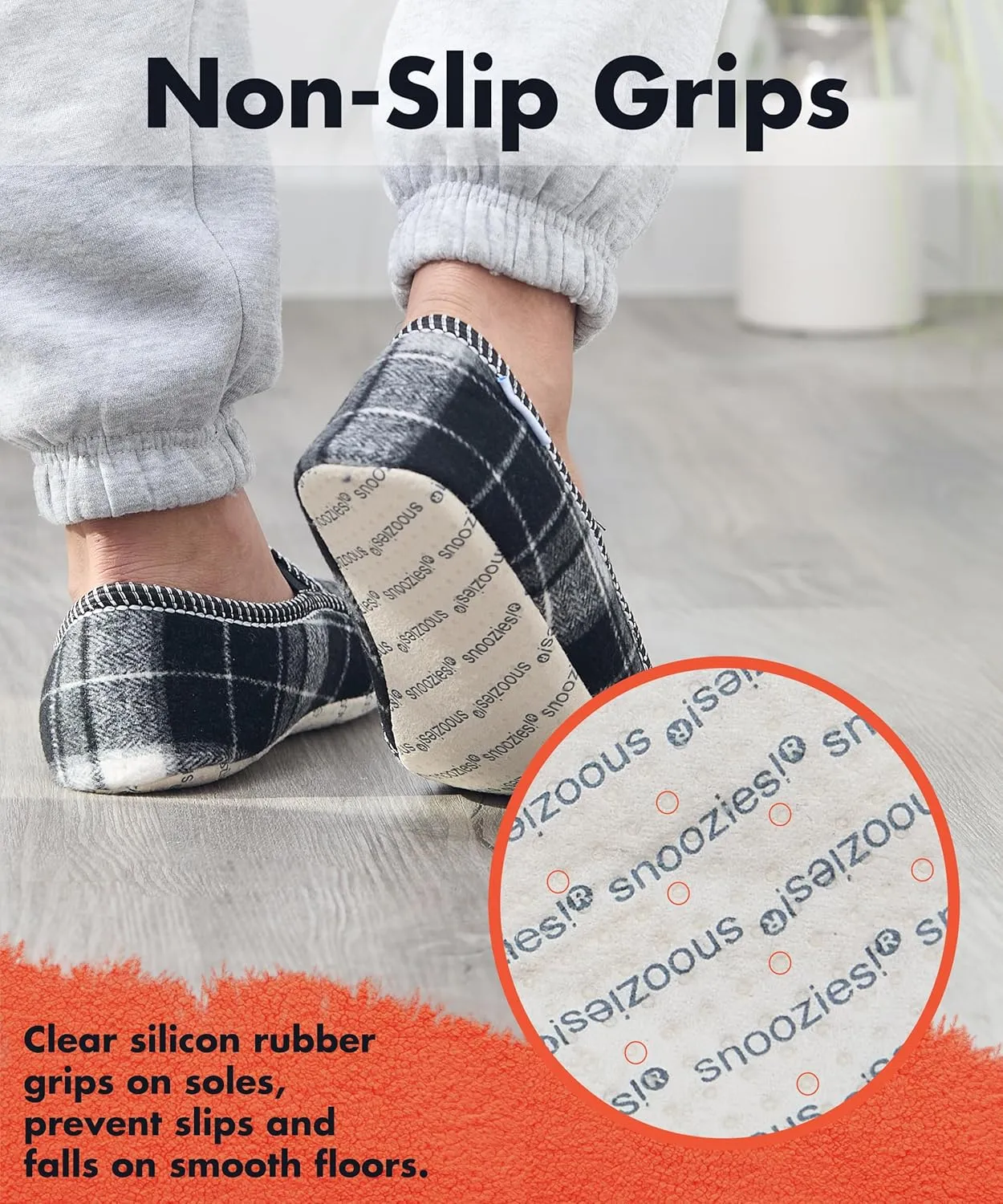 Snoozies Alpine Plaid House Slippers for Men, Non-Skid Soft Sole Slippers for Men with Warm Sherpa Fleece Lining