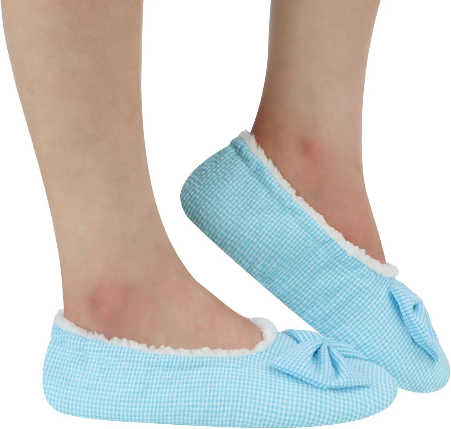 Snoozies Flat Ballet Slippers for Women Indoor, Lightweight and Soft Sherpa-Lined Slipper Socks Non-Skid, Ladies Gifts