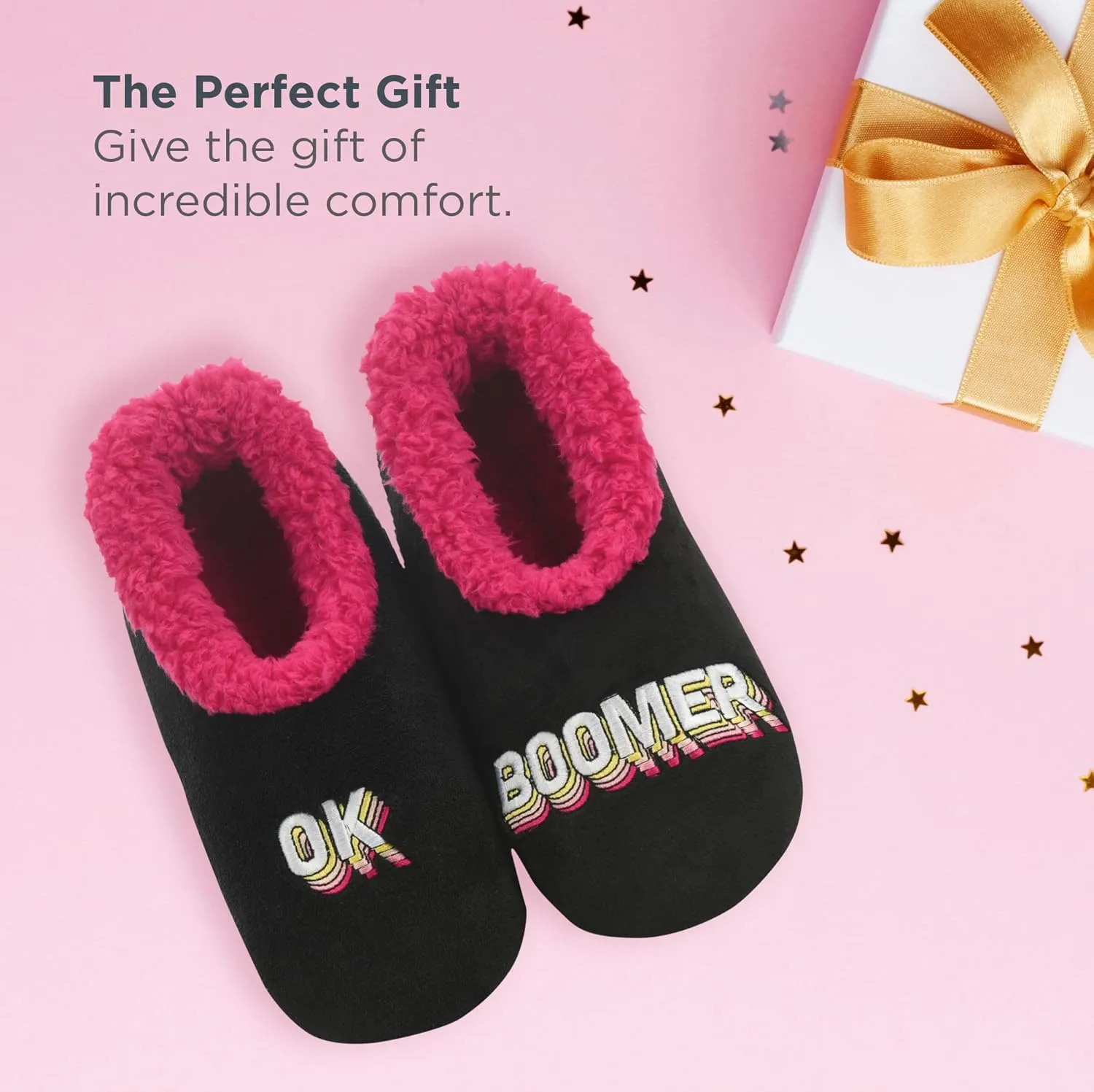 Snoozies Pairable Slipper Socks - Funny House Slippers for Women, Non-Slip Fuzzy Slipper Socks