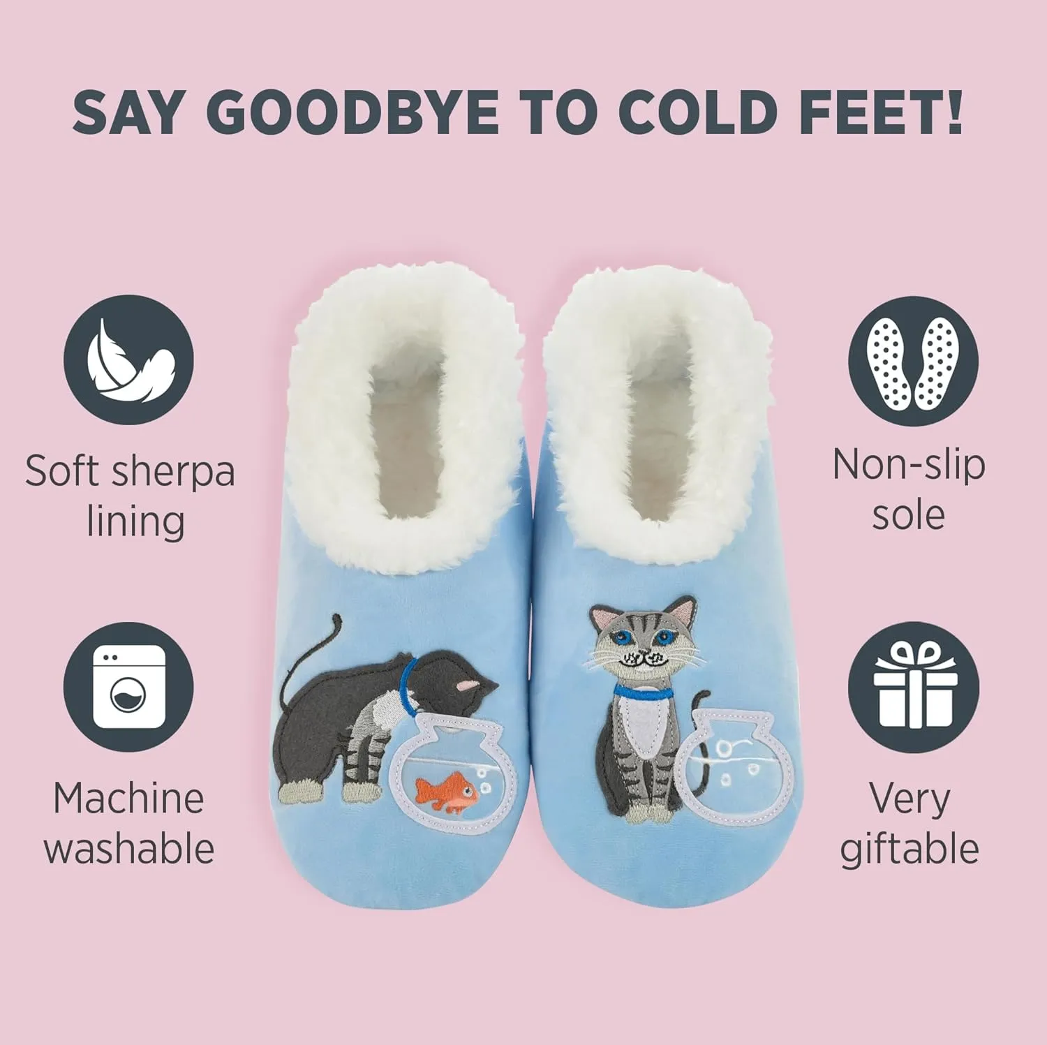 Snoozies Pairable Slipper Socks - Funny House Slippers for Women, Non-Slip Fuzzy Slipper Socks