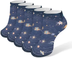 Socks Christmas Socks Constellations Cosmic Galaxies Printed Warm Soft Socks Athletic Socks Winter Socks Ankle Socks