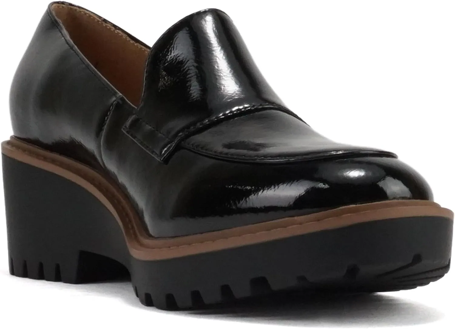 Soda “Smart” ~ Women Round Toe Slip-On Low Wedge Heel Lug Sole Loafer Shoe