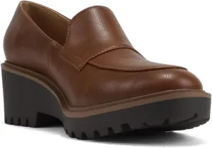Soda “Smart” ~ Women Round Toe Slip-On Low Wedge Heel Lug Sole Loafer Shoe