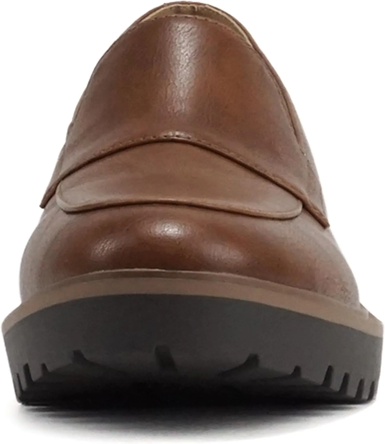 Soda “Smart” ~ Women Round Toe Slip-On Low Wedge Heel Lug Sole Loafer Shoe