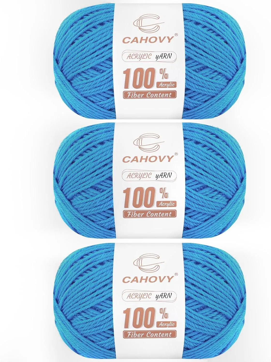 Soft Blue Acrylic Yarn 3 Pack Crochet Knitting,840 Yards/450g Each, Worsted Yarn Crocheting, Amigurumi, Craft 3 Light