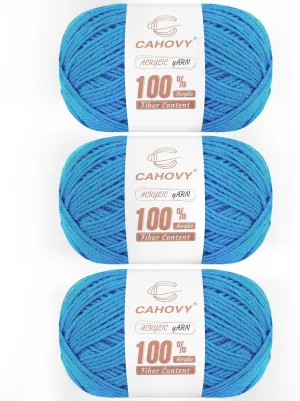 Soft Blue Acrylic Yarn 3 Pack Crochet Knitting,840 Yards/450g Each, Worsted Yarn Crocheting, Amigurumi, Craft 3 Light