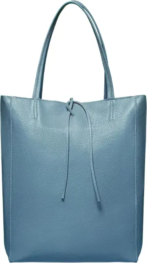 Soft Italian Genuine Calf Leather Tote Bag | Unstructured Unlined Shopper with Zipper, Inside Pocket & Flat Base