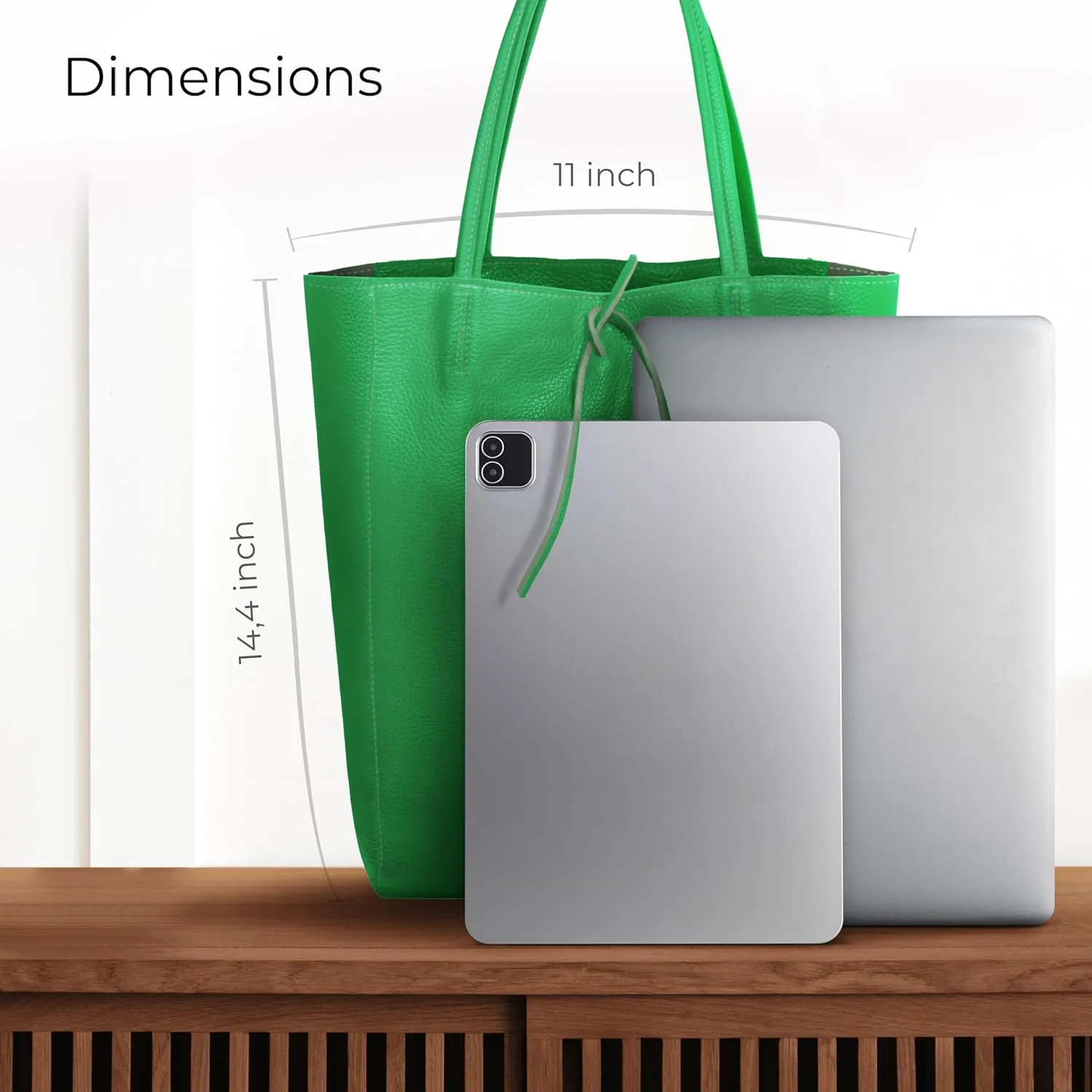 Soft Italian Genuine Calf Leather Tote Bag | Unstructured Unlined Shopper with Zipper, Inside Pocket & Flat Base