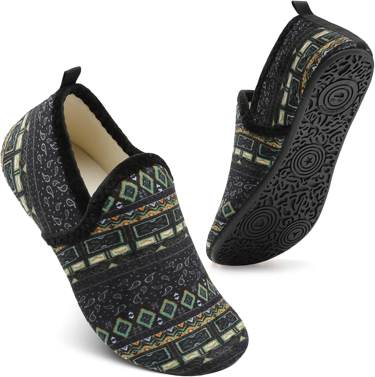 Spesoul Slippers for Women Men Furry Indoor House Shoes Soft Rubber Sole Slipper Socks Slip On House Slippers for Bedroom Home Office Travel Yoga