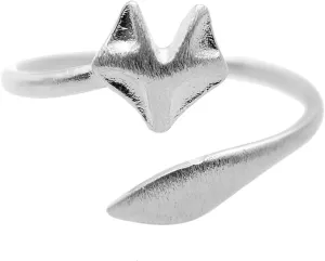 Spinningdaisy Handcrafted Brushed Metal Sleek Fox Head Ring
