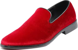 SPT03 Men's Vintage Plain Velvet Dress Loafers Slip On Shoes Classic Tuxedo Dress Shoes