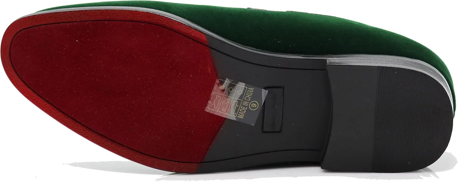 SPT03 Men's Vintage Plain Velvet Dress Loafers Slip On Shoes Classic Tuxedo Dress Shoes