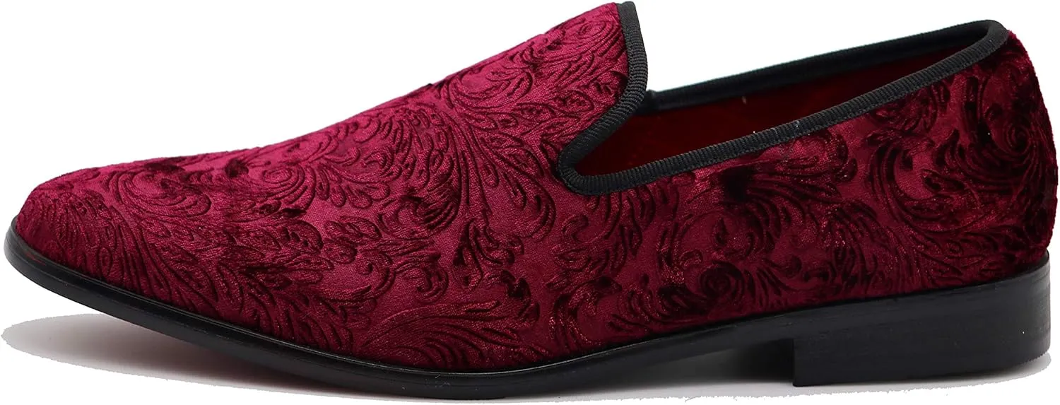 SPT03 Men's Vintage Plain Velvet Dress Loafers Slip On Shoes Classic Tuxedo Dress Shoes