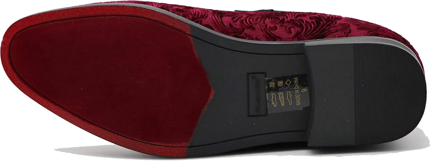 SPT03 Men's Vintage Plain Velvet Dress Loafers Slip On Shoes Classic Tuxedo Dress Shoes