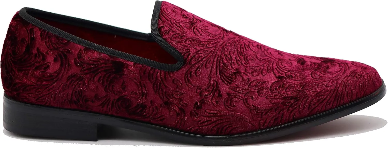 SPT03 Men's Vintage Plain Velvet Dress Loafers Slip On Shoes Classic Tuxedo Dress Shoes